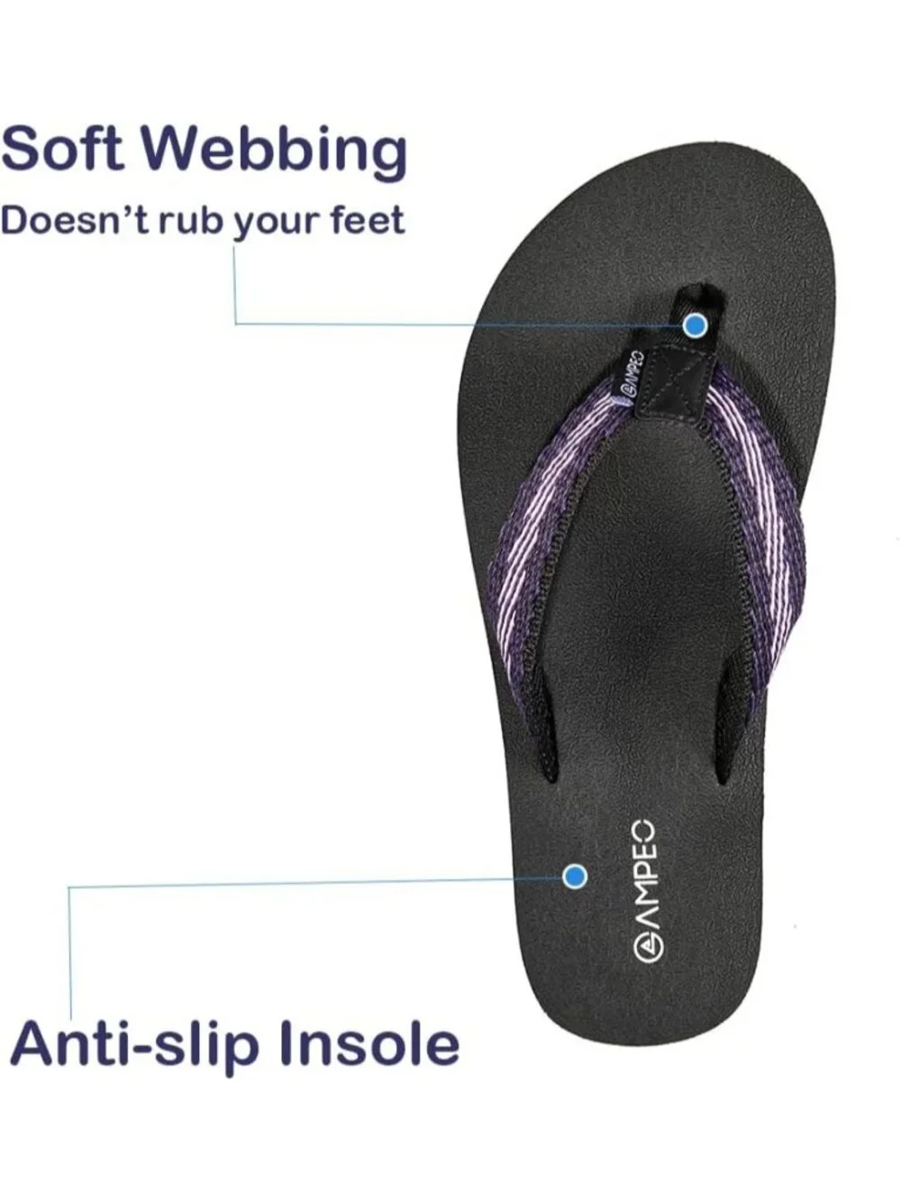Women's Webbing Purple Comfortable Flip Flops Summer Casual Beach Thong Sandals